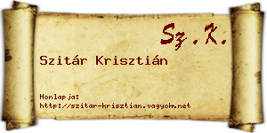 Szitár Krisztián névjegykártya